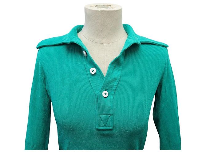 NEUER LOUIS VUITTON POLO FNKL32 S 36 SYNTHETIK GRÜNER SWEATSHIRT - Ansicht 2