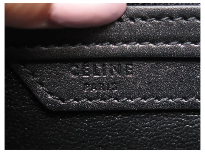 Céline NUOVO CELINE LUGGAGE MICRO PELLE NERA E TELA AZZURRO BEIGE HAND BAG - vista 10
