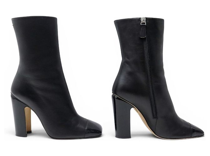 BOTINES CHANEL G29984 38 BOTAS DE CUERO NEGRO - vista 3