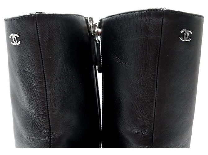 BOTINES CHANEL G29984 38 BOTAS DE CUERO NEGRO - vista 6