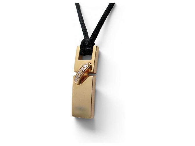 COLLANA CON PENDENTE CHAUMET LIEN IN ORO ROSA 18K 5.3 GR CON 5 DIAMANTI D'oro - vista 3
