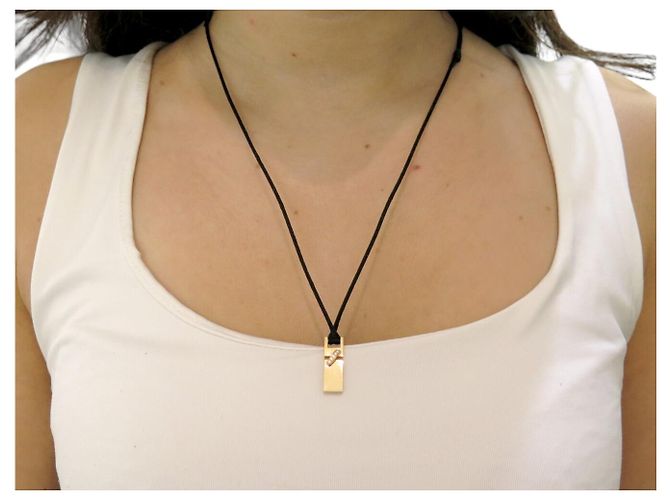 COLLANA CON PENDENTE CHAUMET LIEN IN ORO ROSA 18K 5.3 GR CON 5 DIAMANTI D'oro - vista 9