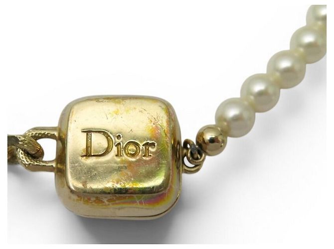 COLLANA SAUTOIR CHRISTIAN DIOR PERLE & LEOPARD 78CM IN METALLO DORATO D'oro - vista 5