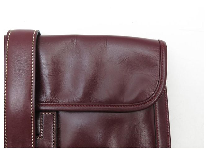 Hermès BORSA HERMES JIGE ELAN PM in pelle Box Rouge Bordeaux clutch bag Bordò - vista 13