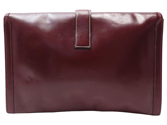 Hermès BORSA HERMES JIGE ELAN PM in pelle Box Rouge Bordeaux clutch bag Bordò - vista 2