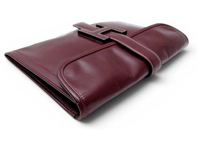 Hermès BORSA HERMES JIGE ELAN PM in pelle Box Rouge Bordeaux clutch bag Bordò - vista 4