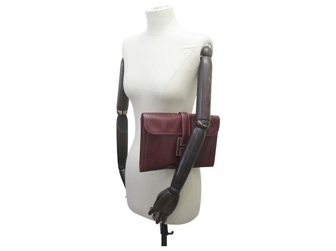 Hermès BORSA HERMES JIGE ELAN PM in pelle Box Rouge Bordeaux clutch bag Bordò - vista 5