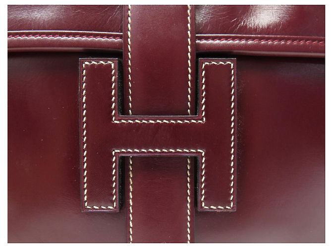 Hermès BORSA HERMES JIGE ELAN PM in pelle Box Rouge Bordeaux clutch bag Bordò - vista 6
