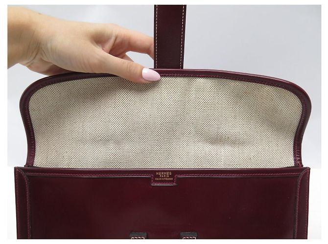 Hermès BORSA HERMES JIGE ELAN PM in pelle Box Rouge Bordeaux clutch bag Bordò - vista 7