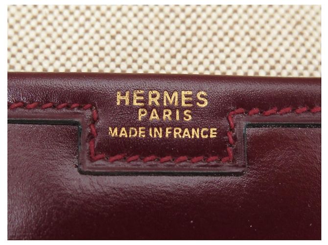 Hermès BORSA HERMES JIGE ELAN PM in pelle Box Rouge Bordeaux clutch bag Bordò - vista 8