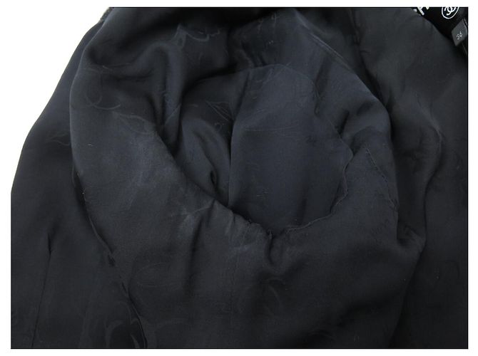 CHANEL Blouson-Jacke aus Lammleder mit Tweed-Besatz 36 S LEATHER COAT Schwarz - Ansicht 10