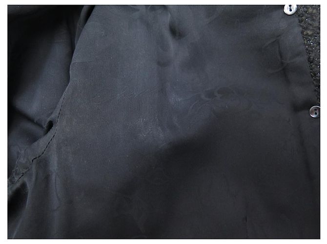 CHANEL Blouson-Jacke aus Lammleder mit Tweed-Besatz 36 S LEATHER COAT Schwarz - Ansicht 9