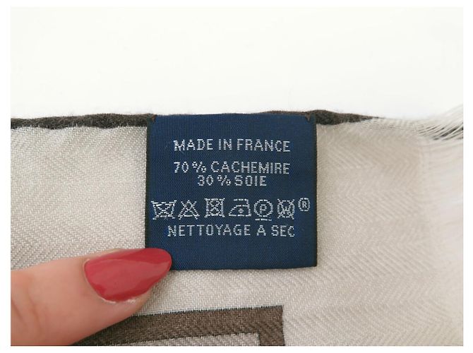 Hermès Echarpe HERMES COUVERTURES NOUVELLES RECTANGULAR 174 X 64CM SEDA Y CACHEMIRE Gris pardo - vista 10
