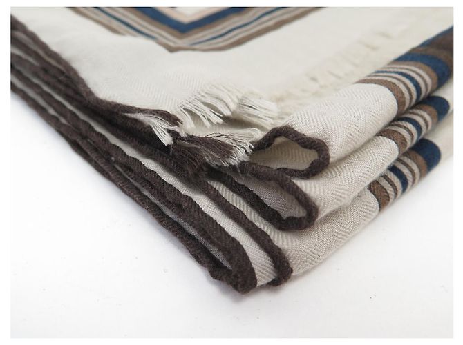 Hermès Echarpe HERMES COUVERTURES NOUVELLES RECTANGULAR 174 X 64CM SEDA Y CACHEMIRE Gris pardo - vista 13