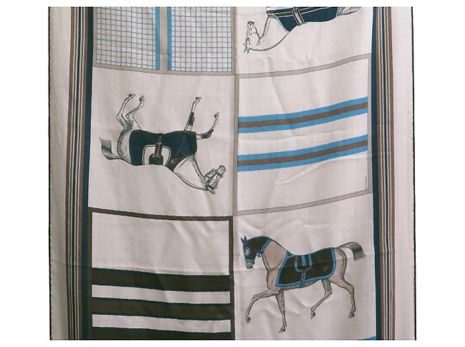 Hermès Echarpe HERMES COUVERTURES NOUVELLES RECTANGULAR 174 X 64CM SEDA Y CACHEMIRE Gris pardo - vista 3