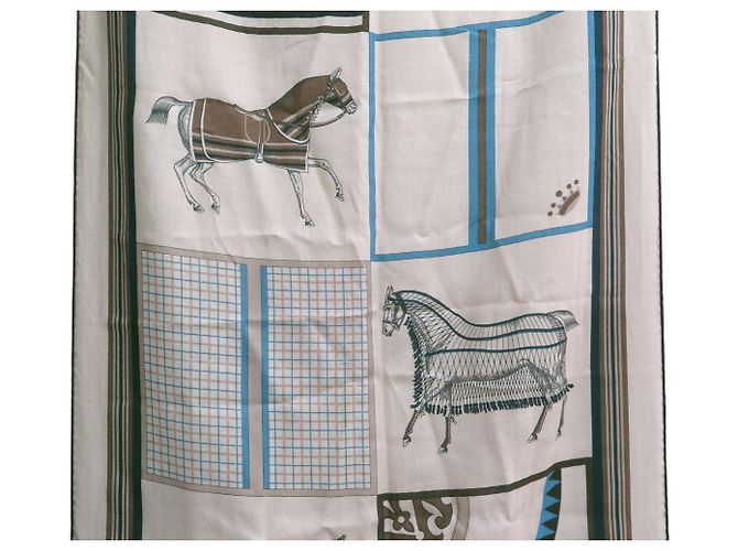 Hermès Echarpe HERMES COUVERTURES NOUVELLES RECTANGULAR 174 X 64CM SEDA Y CACHEMIRE Gris pardo - vista 4