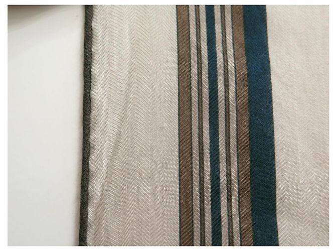 Hermès Echarpe HERMES COUVERTURES NOUVELLES RECTANGULAR 174 X 64CM SEDA Y CACHEMIRE Gris pardo - vista 8