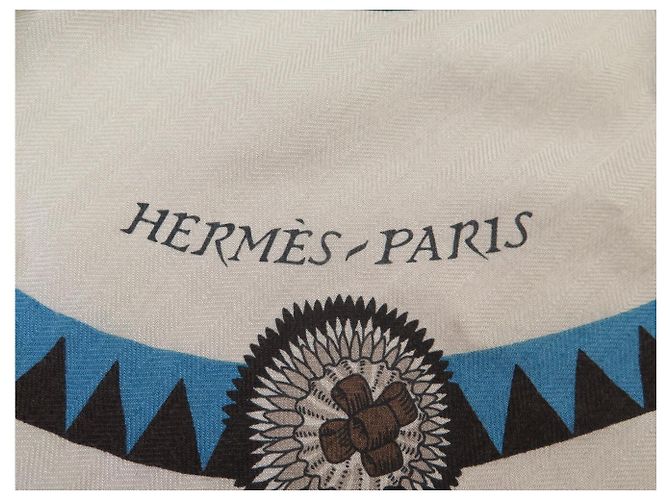 Hermès Echarpe HERMES COUVERTURES NOUVELLES RECTANGULAR 174 X 64CM SEDA Y CACHEMIRE Gris pardo - vista 9