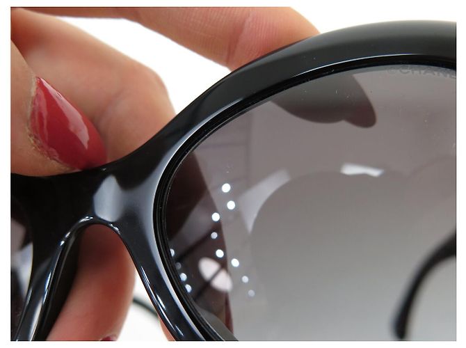 OCCHIALI DA SOLE CHANEL OVALI LOGO CC 5469-B PLASTICA NERA Nero - vista 11