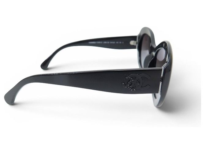 OCCHIALI DA SOLE CHANEL OVALI LOGO CC 5469-B PLASTICA NERA Nero - vista 4