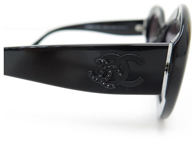 OCCHIALI DA SOLE CHANEL OVALI LOGO CC 5469-B PLASTICA NERA Nero - vista 5