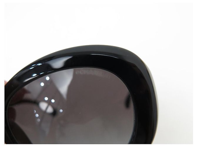 OCCHIALI DA SOLE CHANEL OVALI LOGO CC 5469-B PLASTICA NERA Nero - vista 8