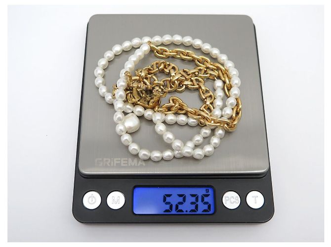 NUOVO COLLANA DIOR PANTHER SAUTOIR STRASS PERLE 69.5CM METALLO DORATO D'oro - vista 6