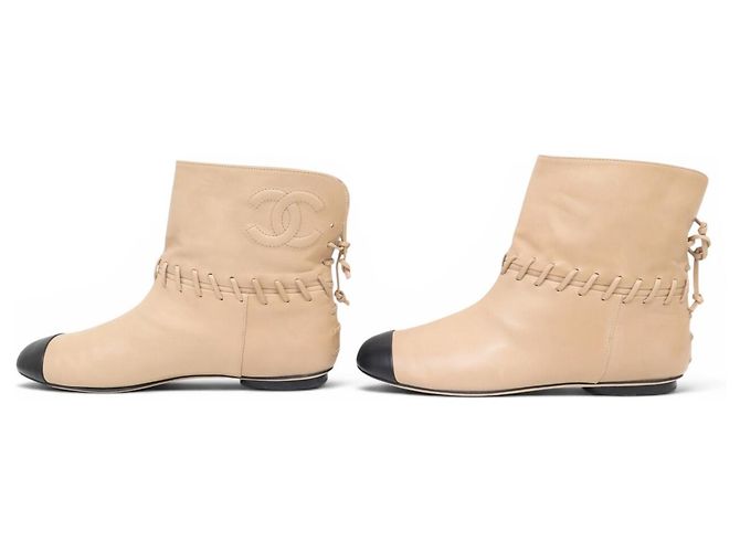 STIVALI CHANEL RUNWAY LOGO CC G27541 40 IN PELLE BICOLORE - vista 2