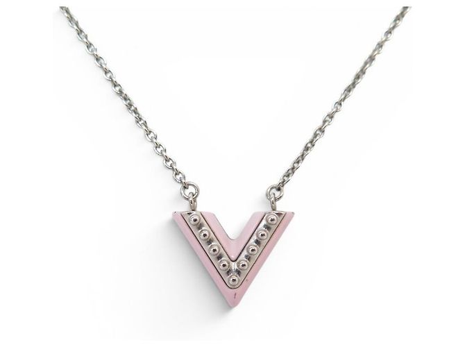 COLLANA LOUIS VUITTON ESSENTIAL V M63182 METALLO COLOR ORO ROSA 39-44 Argento - vista 2