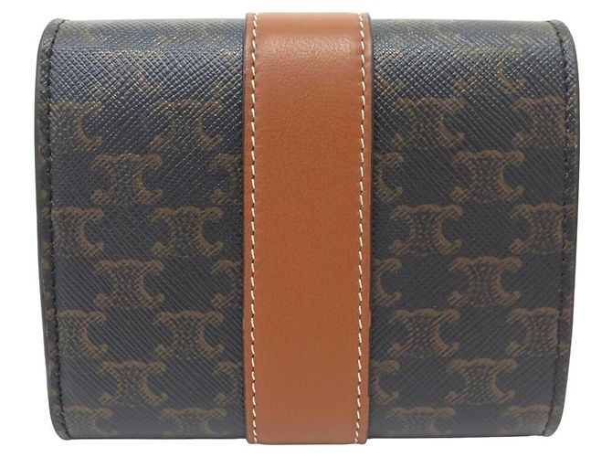 Céline NUEVA CARTERA CELINE SMALL TRIFOLD TOILE TRIOMPHE 10D572BZ9.04LU Castaño - vista 2