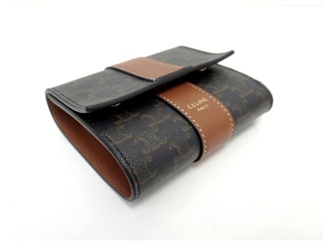 Céline NUEVA CARTERA CELINE SMALL TRIFOLD TOILE TRIOMPHE 10D572BZ9.04LU Castaño - vista 3