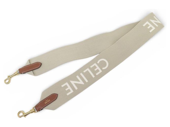 Céline NUOVA TRACCELLA CELINE LOGO JACQUARD 49S01 2AEP-03BW 107 CM LONG STRAP Beige - vista 2