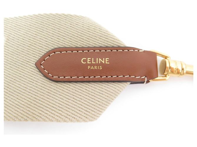 Céline NUOVA TRACCELLA CELINE LOGO JACQUARD 49S01 2AEP-03BW 107 CM LONG STRAP Beige - vista 4