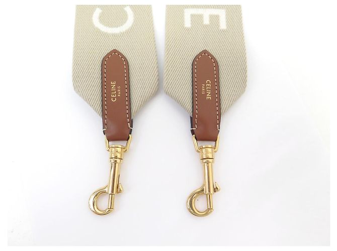 Céline NUOVA TRACCELLA CELINE LOGO JACQUARD 49S01 2AEP-03BW 107 CM LONG STRAP Beige - vista 7