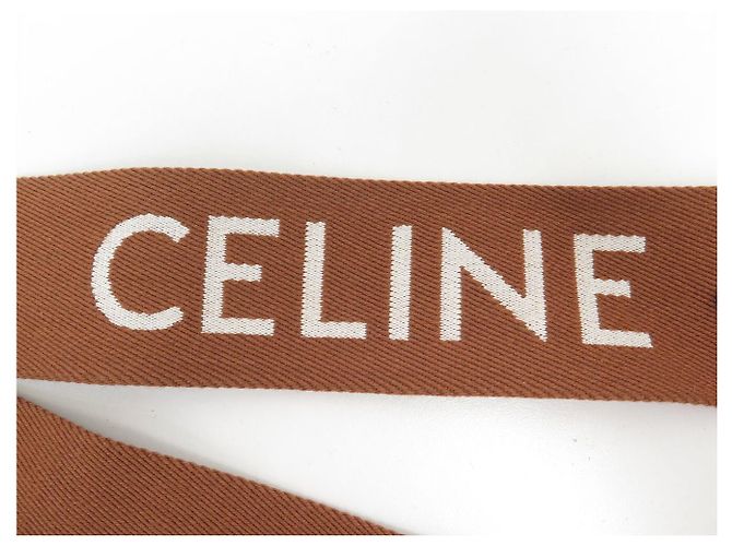 Céline NUOVA TRACCELLA CELINE LOGO JACQUARD 49S01 2AEP-04LV 136 CM LONG STRAP Marrone - vista 3