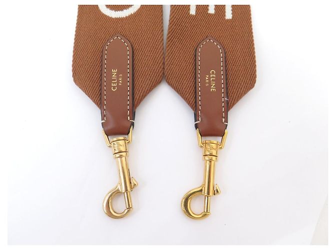 Céline NUOVA TRACCELLA CELINE LOGO JACQUARD 49S01 2AEP-04LV 136 CM LONG STRAP Marrone - vista 7