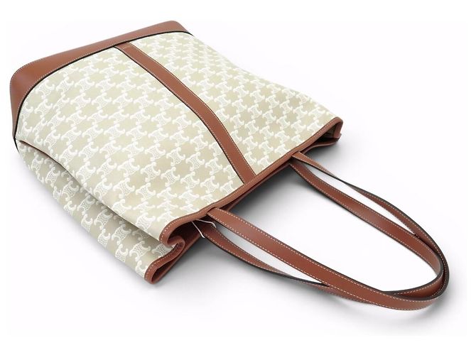 Céline NUOVA BORSA CELINE CABAS MEDIUM TRIOMPHE CANVAS 115072FLC.02GR TOTE BAG Beige - vista 6