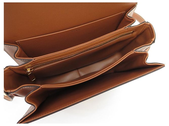 Céline NUOVA BORSA A SPALLA CELINE TRIOMPHE CLASSIC 191242 TELA E CALF LEATHER Marrone - vista 10