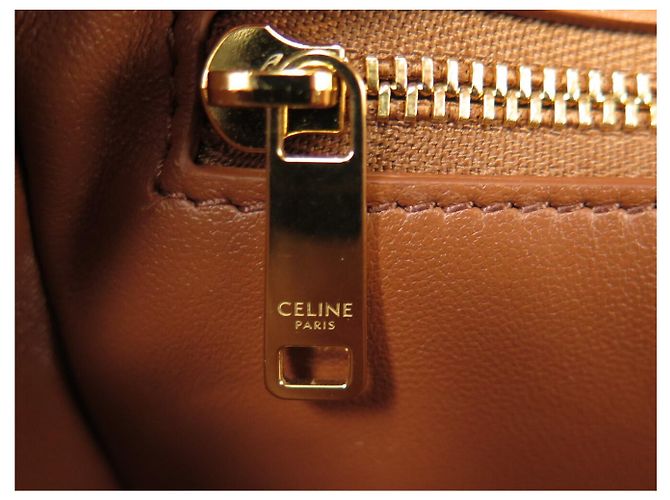 Céline NUOVA BORSA A SPALLA CELINE TRIOMPHE CLASSIC 191242 TELA E CALF LEATHER Marrone - vista 11