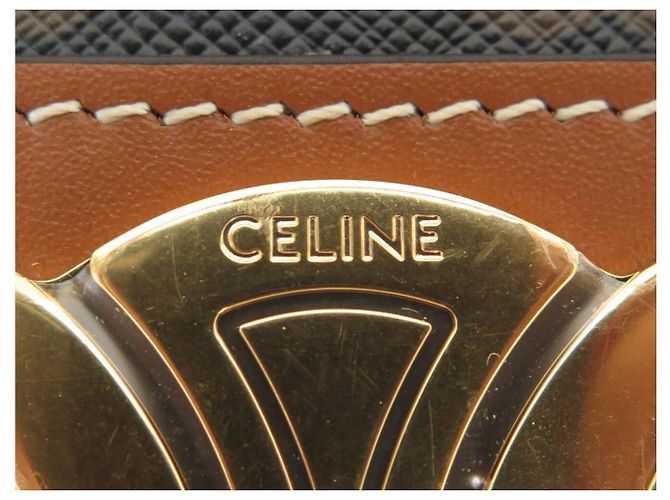 Céline NUOVA BORSA A SPALLA CELINE TRIOMPHE CLASSIC 191242 TELA E CALF LEATHER Marrone - vista 7