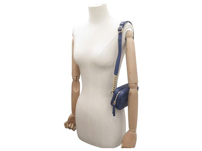 NUOVO CHANEL MINI CAMERA WAIST BAG AS0311 PELLE CAVIAR Blu - vista 6