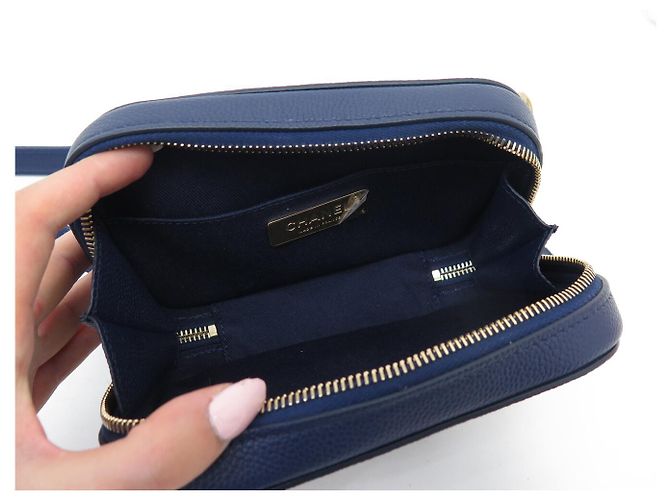 NUOVO CHANEL MINI CAMERA WAIST BAG AS0311 PELLE CAVIAR Blu - vista 8
