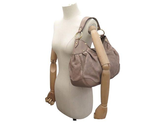 NUOVA BORSA A SPALLA LOUIS VUITTON MAHINA XS PELLE MONOGRAMMA PERFORATA HOBO Taupe - vista 7