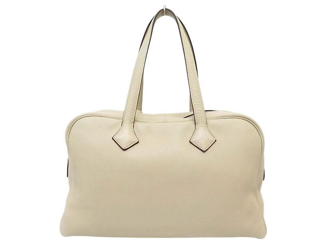 Hermès NOVA BOLSA DE MÃO HERMES VICTORIA II 35 EM COURO TAURILLON CLEMENCE CREME Cru - vista 2