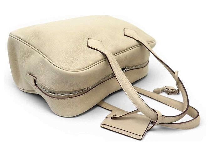 Hermès NOVA BOLSA DE MÃO HERMES VICTORIA II 35 EM COURO TAURILLON CLEMENCE CREME Cru - vista 6