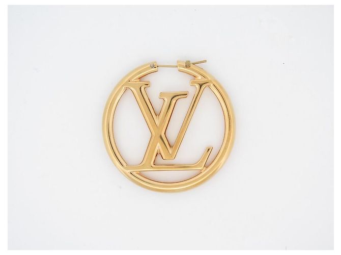 NUEVOS AROTES LOUIS VUITTON CREOLES LOUISE GM M64288 Dorado - vista 10