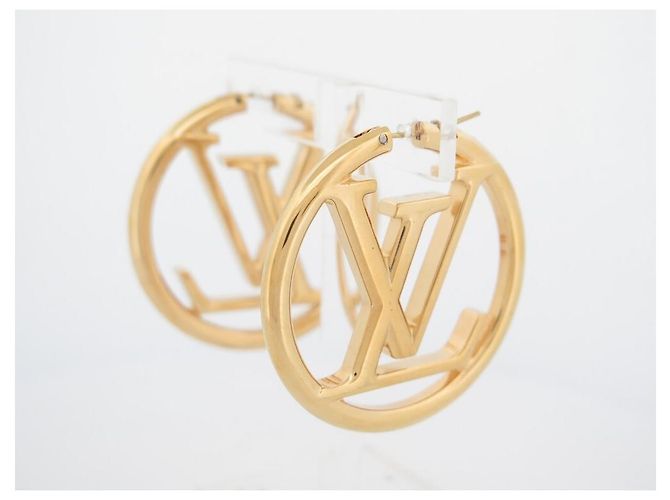 NUEVOS AROTES LOUIS VUITTON CREOLES LOUISE GM M64288 Dorado - vista 2