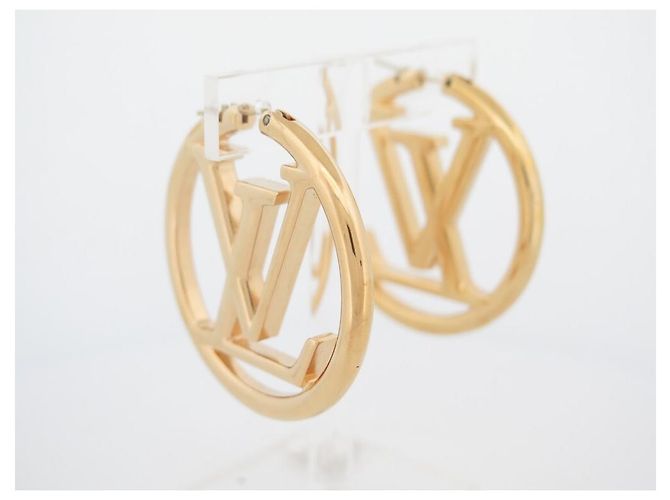 NUEVOS AROTES LOUIS VUITTON CREOLES LOUISE GM M64288 Dorado - vista 3