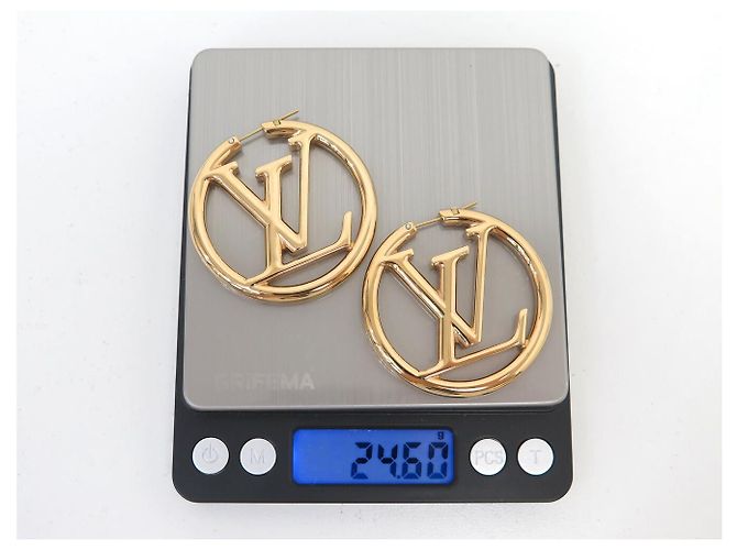 NUEVOS AROTES LOUIS VUITTON CREOLES LOUISE GM M64288 Dorado - vista 7