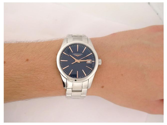 NEUE LONGINES CONQUEST CLASSIC L2.386.4 34MM STAHL QUARTZ UHR Silber - Ansicht 10